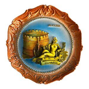 Vintage Albania Durres Souvenir Wall Plate – 3D Relief Design